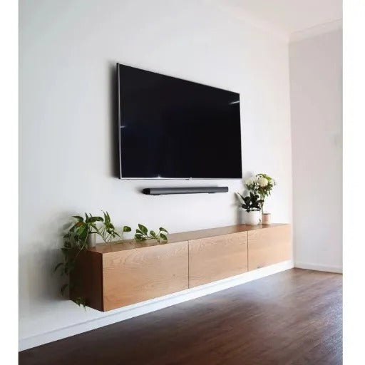 Wooden Brown Floating TV Console