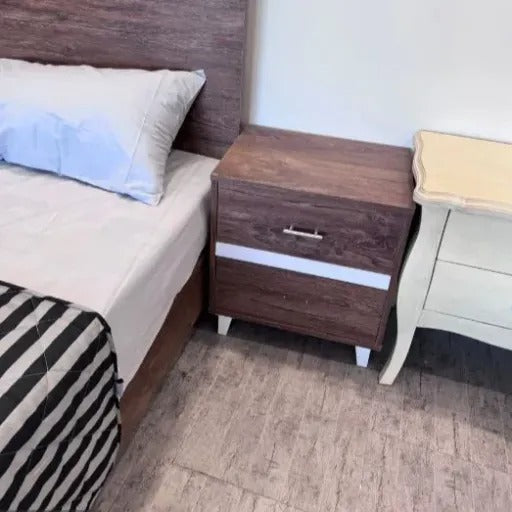 Madera! Melamine Bed with 2 Side Tables