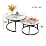 2 Piece Center Table With Metal Frame