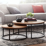 Center Table Set For Drawing Room Iron Base & Wooden Top