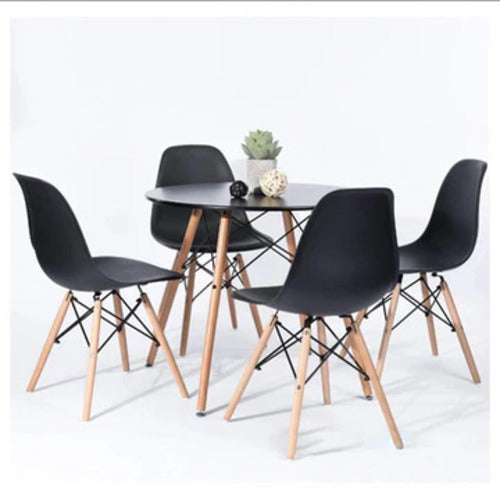 4 Chairs Round Dining Table Set