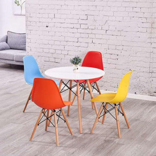 4 Chairs Round Dining Table Set