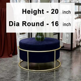 Wooden Round Stool with Steel Frame